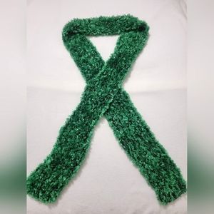 Green & Black Crocheted Fuzzy Scarf NWOT